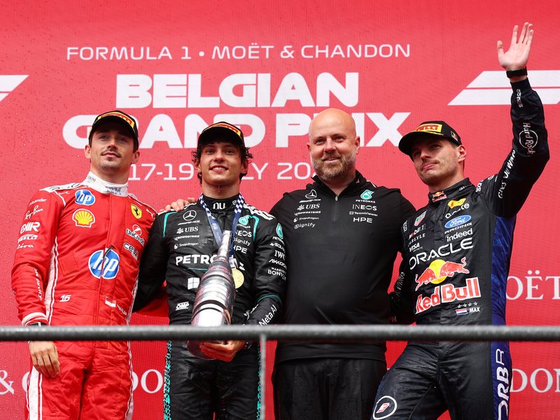 Formula 1: Antonelli hunts down Leclerc to win Belgian GP