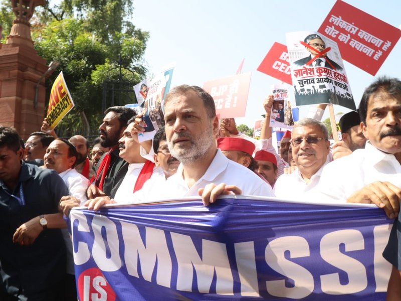 INDIA bloc begins protest march against ECI
